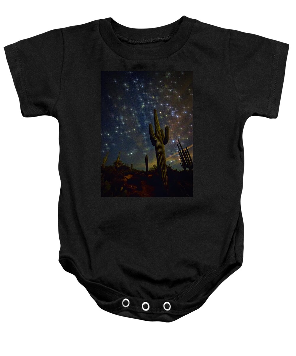 Night Skies Baby Onesie featuring the photograph A Starry Desert Evening by Saija Lehtonen