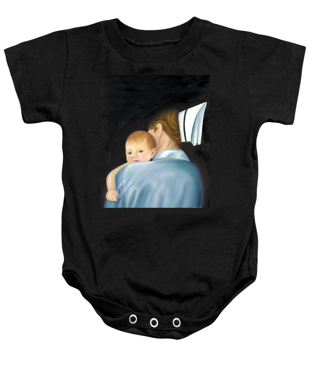 Nurse Baby Onesie featuring the painting Comforting A Tradition of Nursing by Marlyn Boyd
