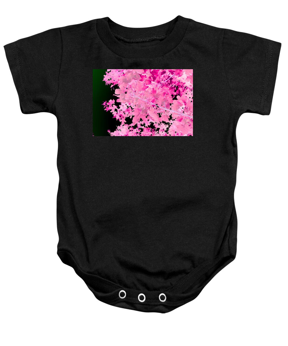 Pink Baby Onesie featuring the photograph Pretty Pink Leaves by Itsonlythemoon -