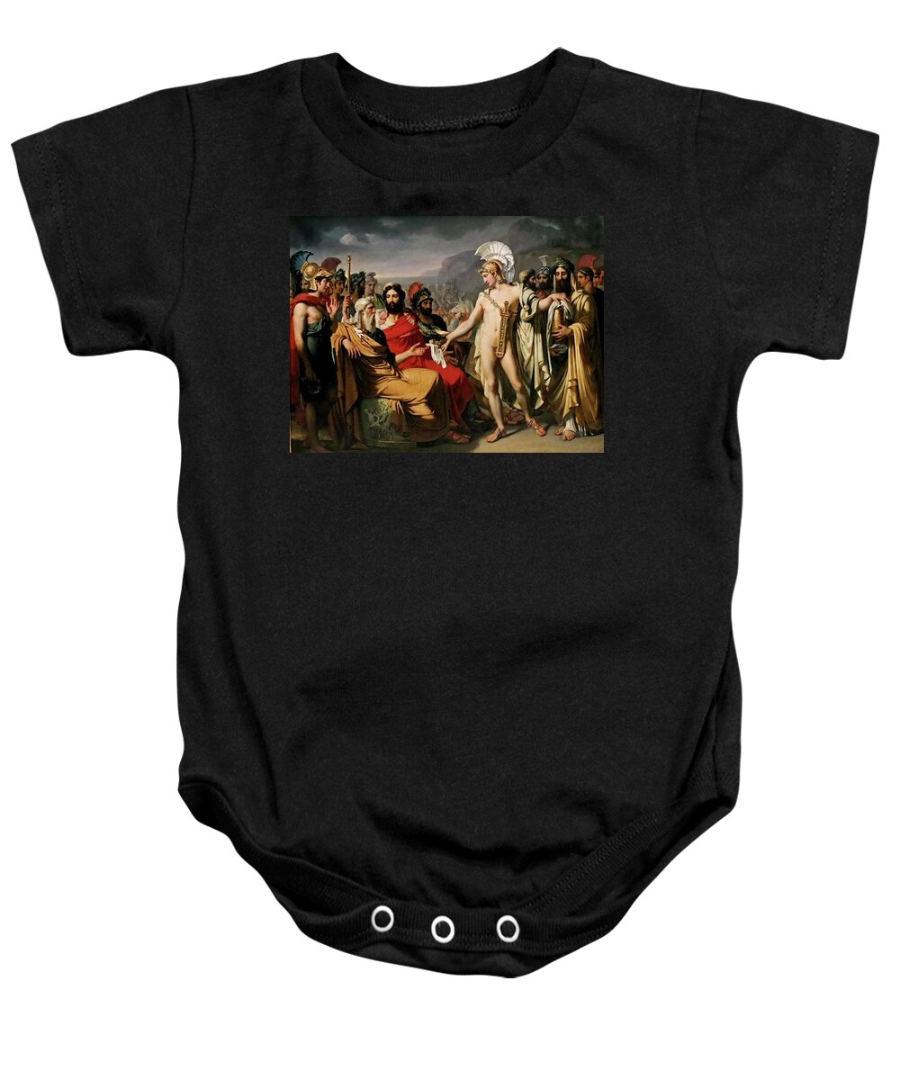 Neoclassicism Baby Onesie featuring the painting Achilles Pays to Nestor the Price of Wisdom by Joseph Desire Court