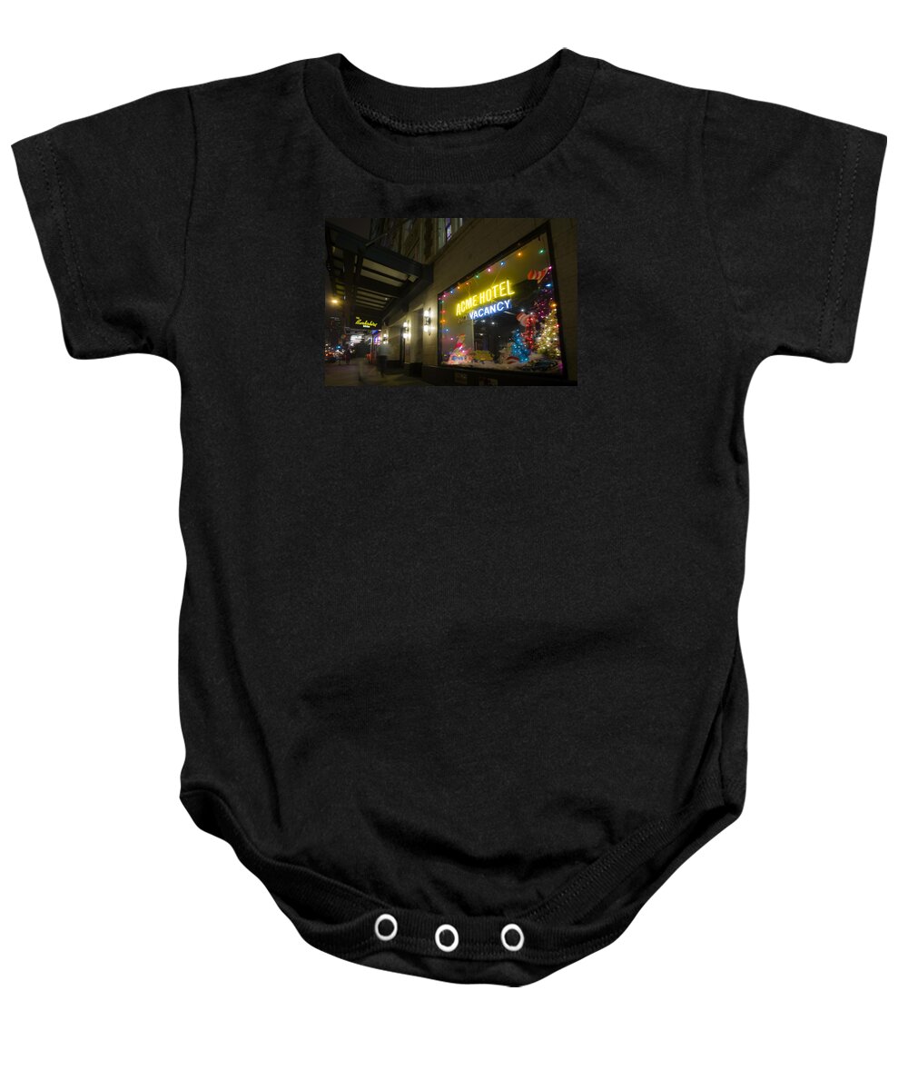 Acme Hotel Baby Onesie featuring the photograph Acme hotel holiday street scene by Sven Brogren