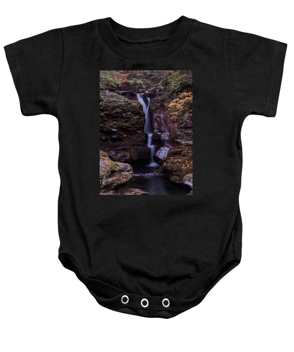 Terry D Photography Baby Onesie featuring the photograph Adams Falls PA Autumn by Terry DeLuco