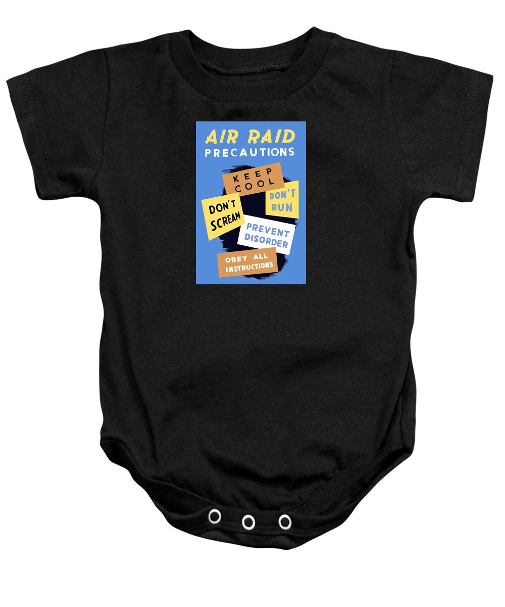 Wwii Baby Onesie featuring the mixed media Air Raid Precautions - WW2 by War Is Hell Store