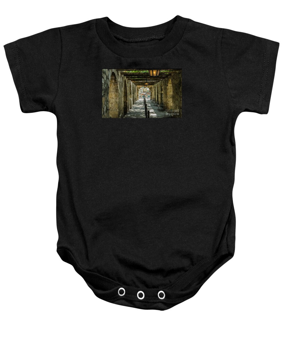Alamo Baby Onesie featuring the photograph Alamo History Walk by Jim Cook