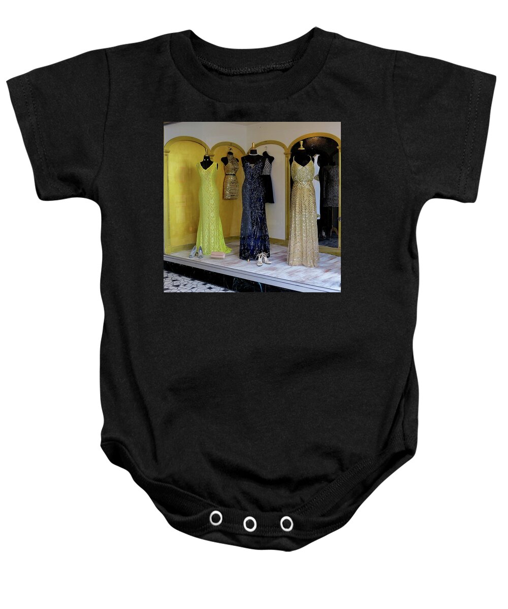 Evening Gowns Baby Onesie featuring the photograph All Dressed Up and No Place to Go by Linda Stern