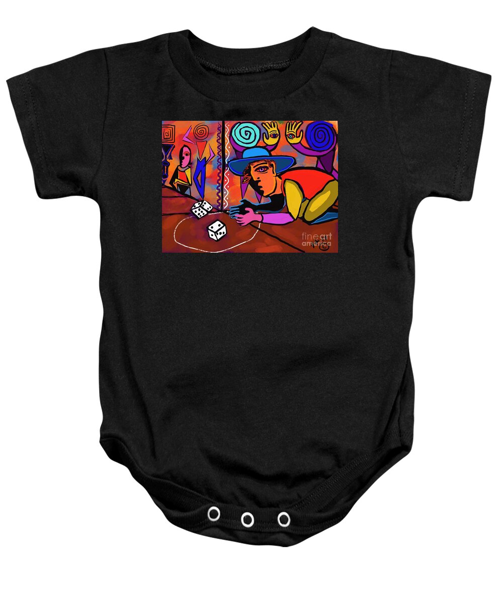 Dice Baby Onesie featuring the digital art Alley Game by Hans Magden