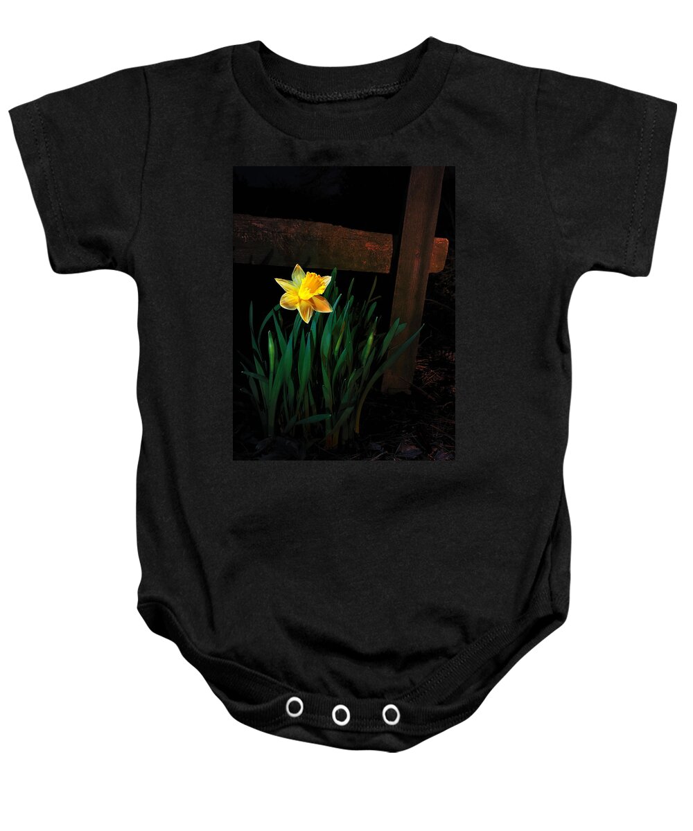 Daffodil Baby Onesie featuring the photograph Alone In The Dark by Mark Fuller