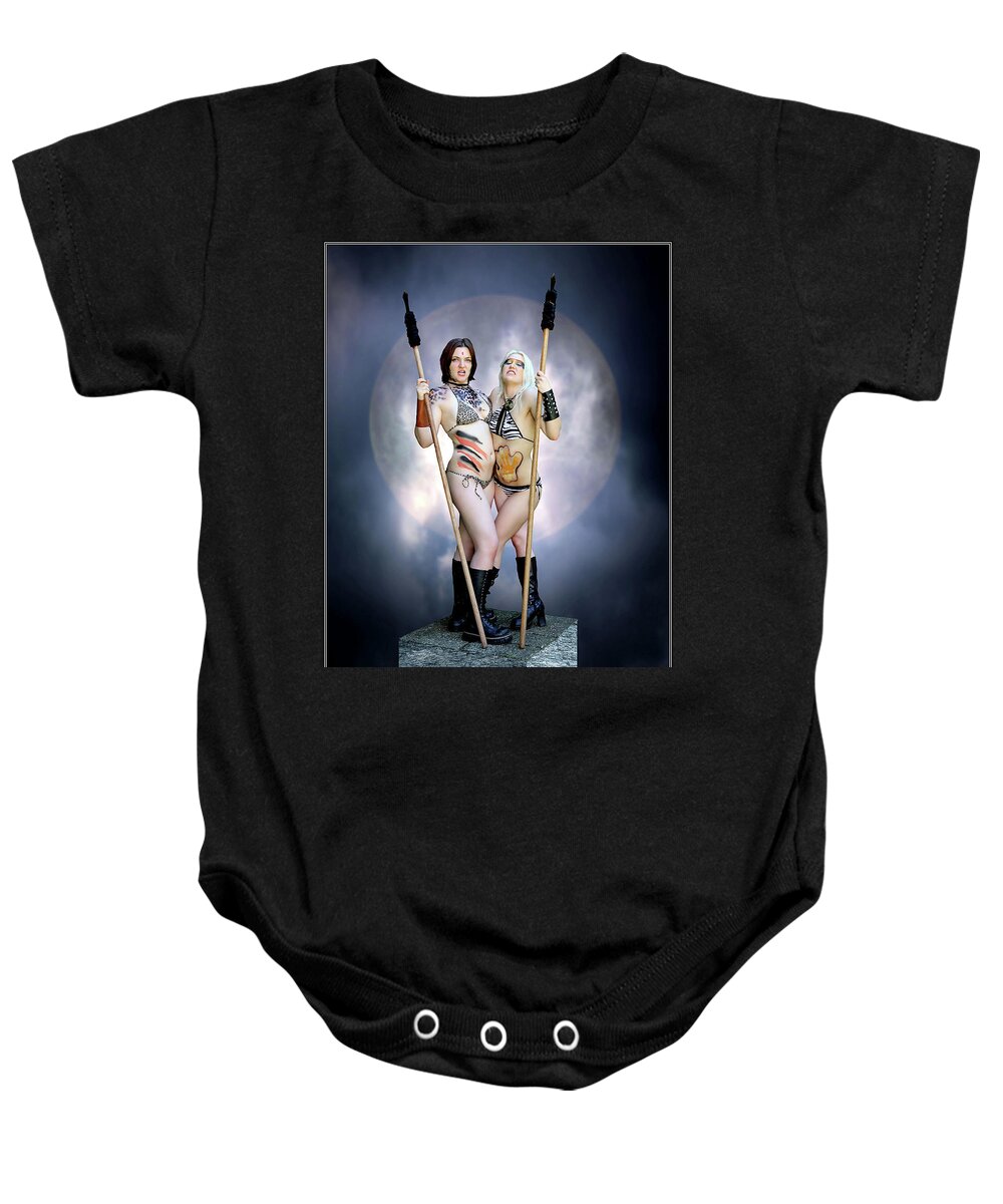 Amazon Baby Onesie featuring the photograph Amazon With Spears by Jon Volden