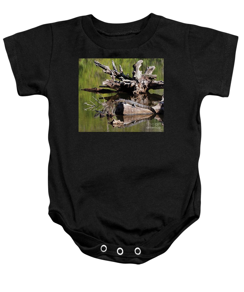 American Alligator Baby Onesie featuring the photograph American Alligator by Jennifer Robin
