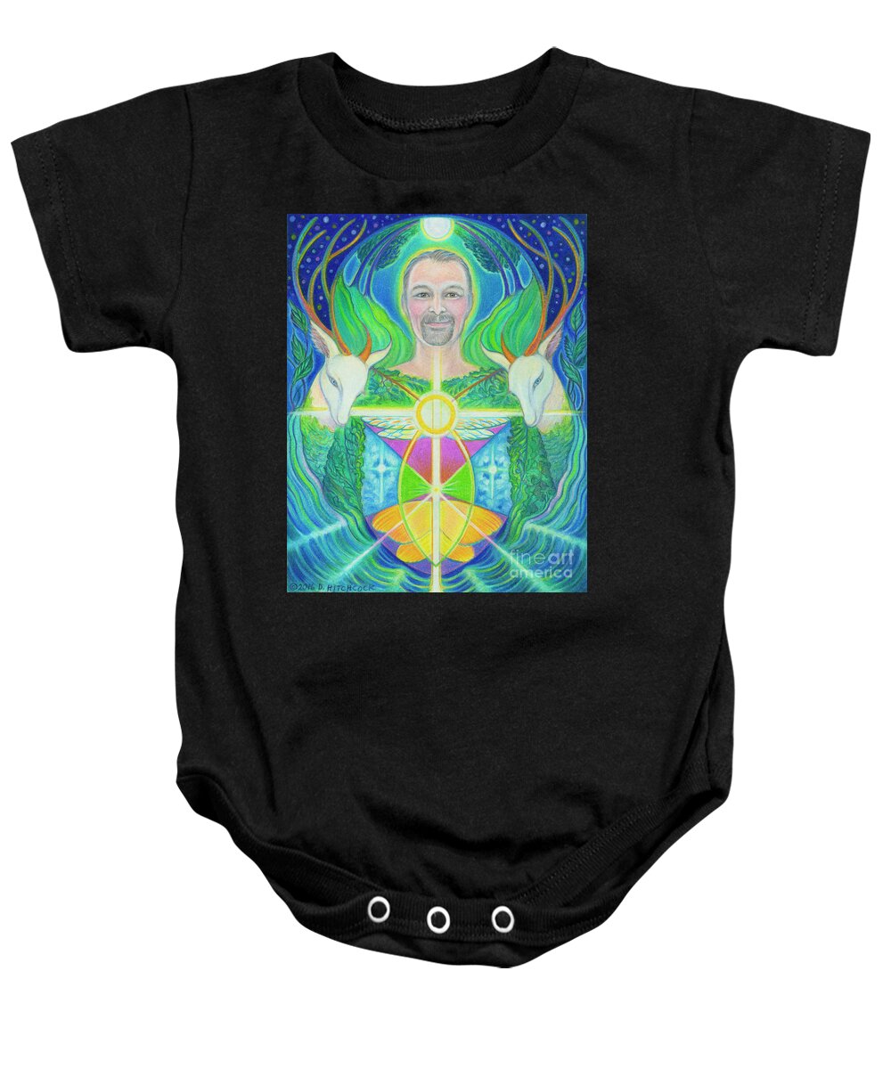 Spiritual Baby Onesie featuring the drawing Anam Cara by Debra Hitchcock