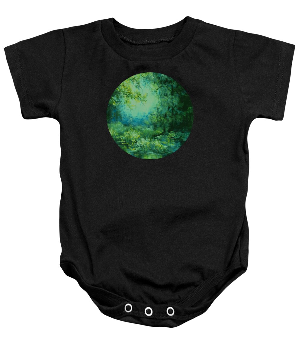 Light Baby Onesie featuring the painting And Time Stood Still by Mary Wolf