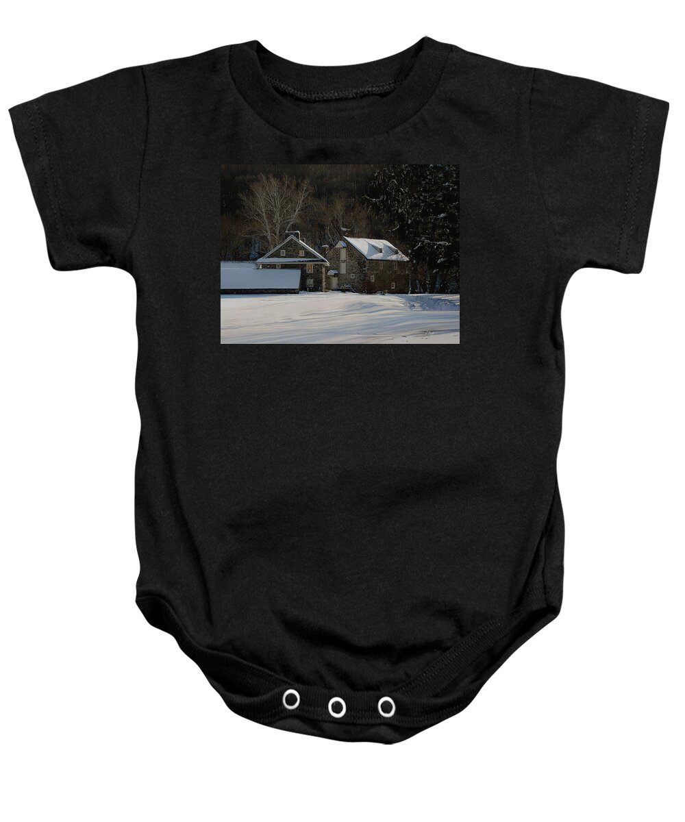 Andrew Baby Onesie featuring the photograph Andrew Wyeth Estate in Winter by Gordon Beck