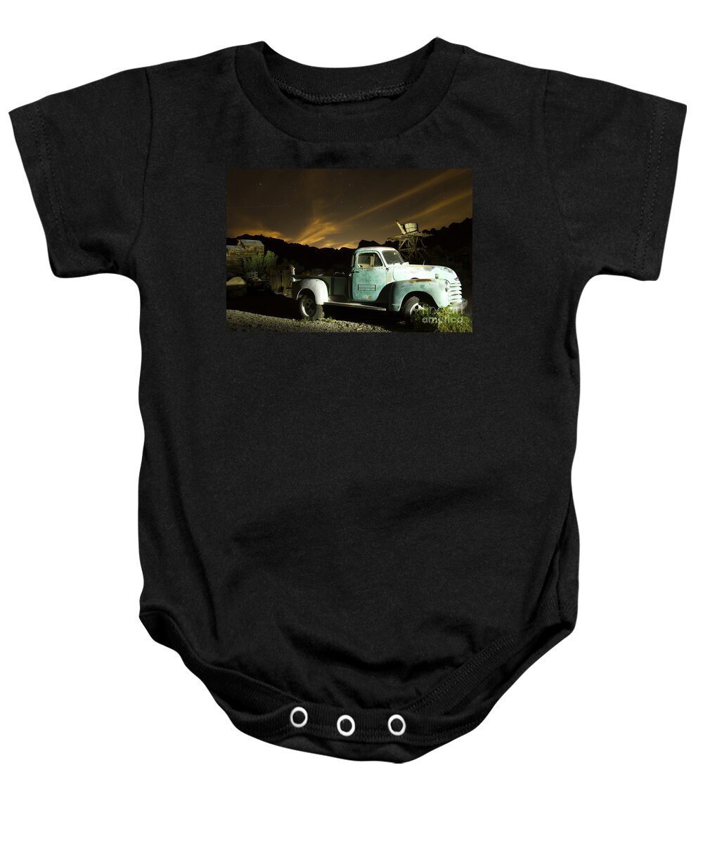 Antique Baby Onesie featuring the photograph Antique Truck in Ghost Town by Karen Foley