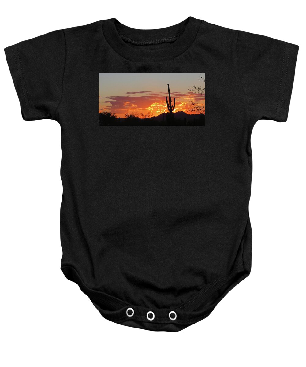 Cactus Baby Onesie featuring the photograph Arizona Sunset by Jean Clark