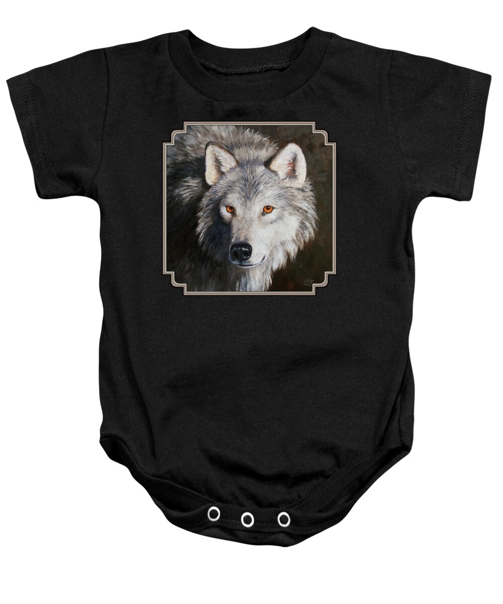 Wolves Baby Onesie featuring the painting Wolf Portrait by Crista Forest