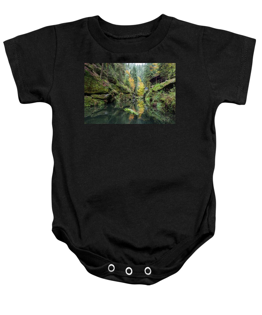 Autumn Baby Onesie featuring the photograph Autumn in the Kamnitz Gorge by Andreas Levi