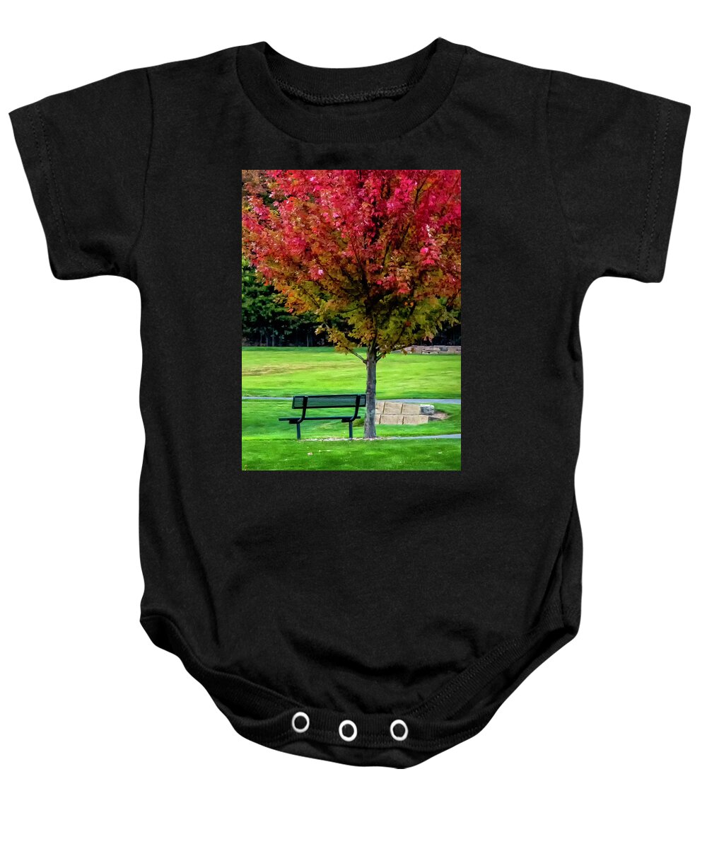 Autumn Baby Onesie featuring the photograph Autumn Park by Skip Tribby