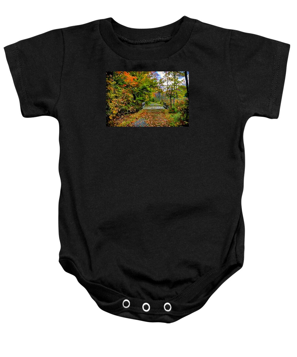 Autumn Baby Onesie featuring the painting Autumn walk by Lilia S