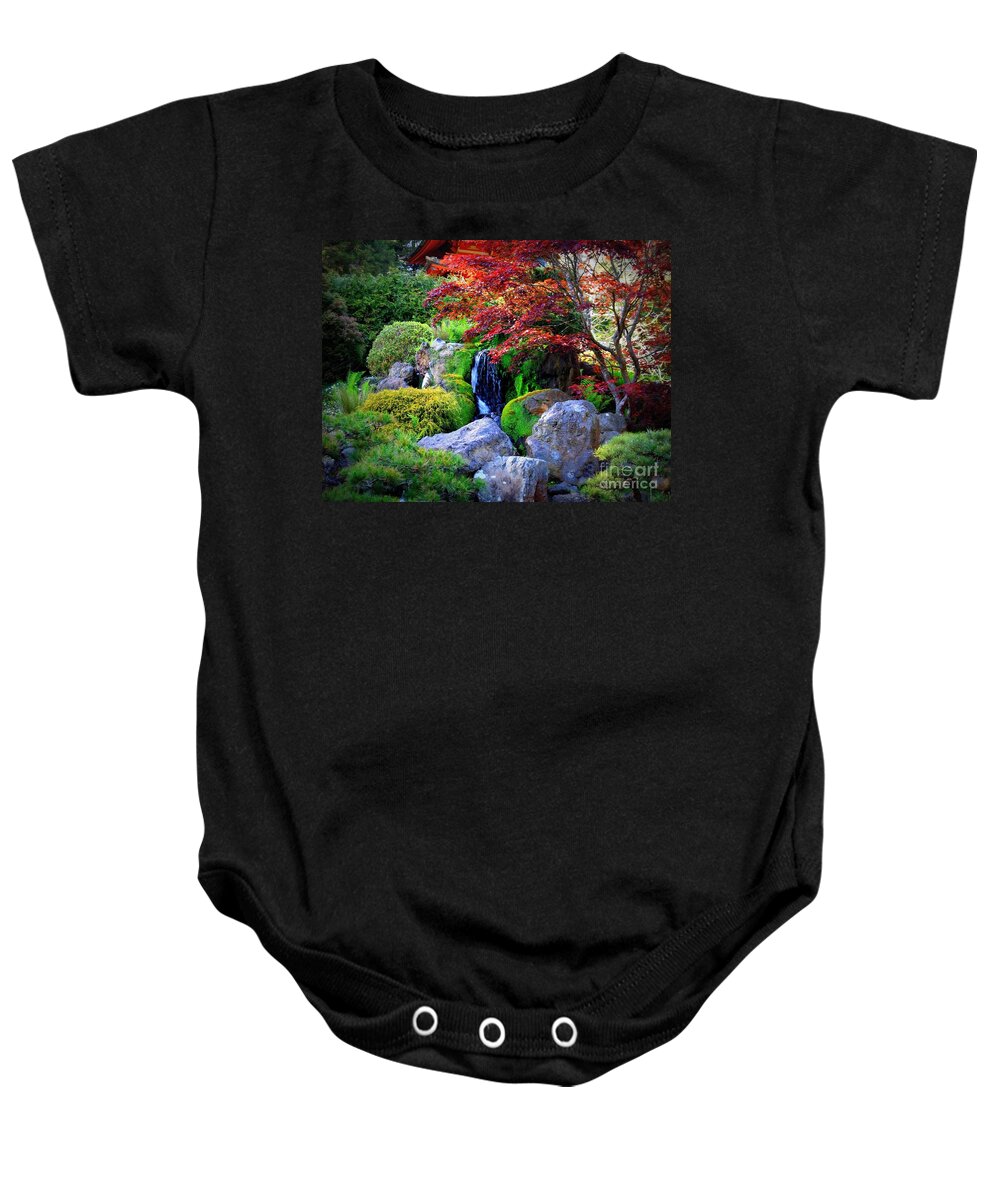 Autumn Waterfall Baby Onesie featuring the photograph Autumn Waterfall by Carol Groenen