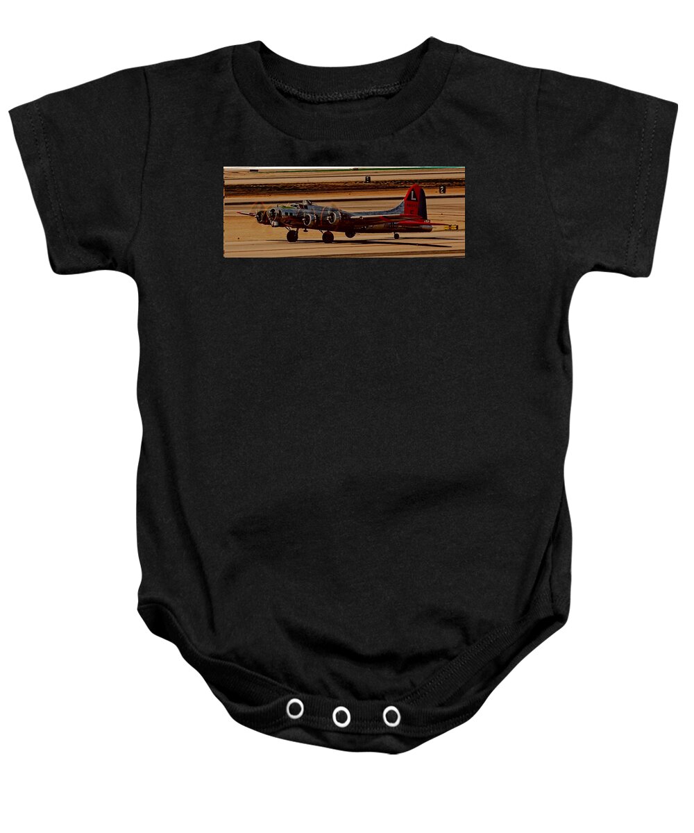 B-17 Baby Onesie featuring the photograph B-17 Bomber by Dart Humeston