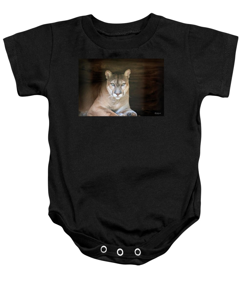 Florida Baby Onesie featuring the photograph Babcock Wilderness Ranch - Portrait of Oceola the Panther by Ronald Reid