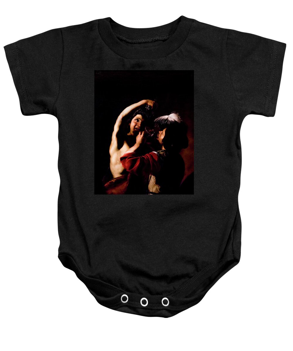 Bacchus And A Drinker Baby Onesie featuring the photograph Bacchus and a Drinker - Manfredi by Weston Westmoreland