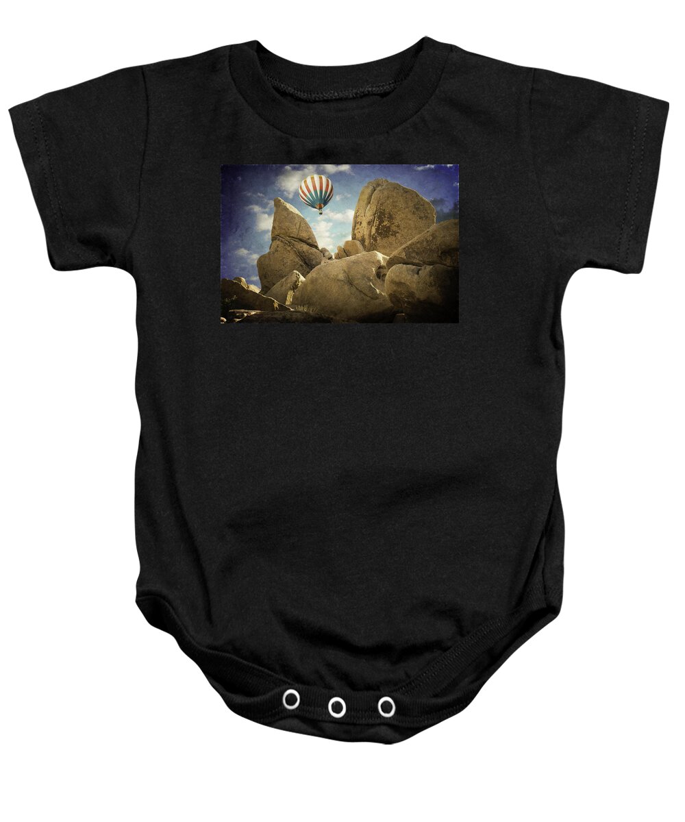 Boulders Baby Onesie featuring the photograph Ballooning in Joshua Tree by Sandra Selle Rodriguez