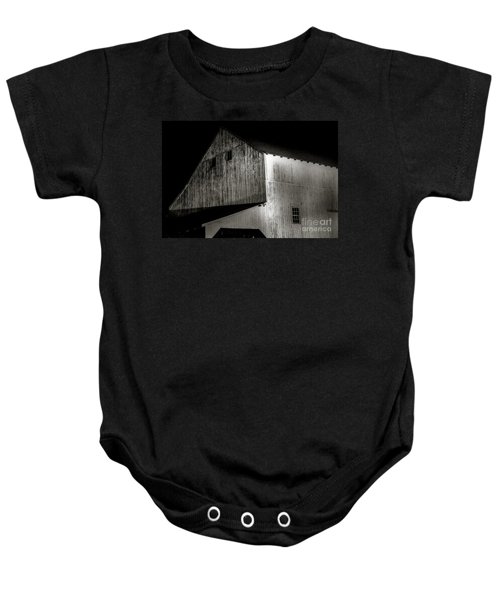 Barn Baby Onesie featuring the photograph Barn at Night by David Rucker
