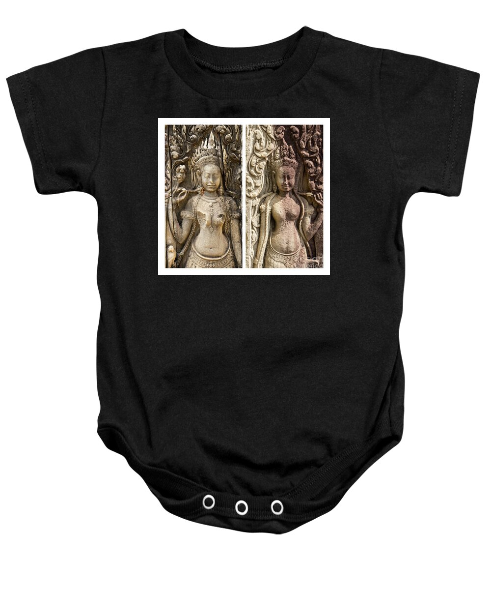 Cambodia Baby Onesie featuring the photograph Bayon Devatas 02 by Rick Piper Photography