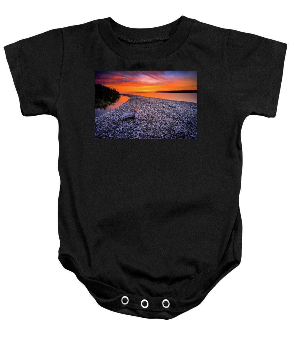 Wisconsin Baby Onesie featuring the photograph Beach Road by David Heilman