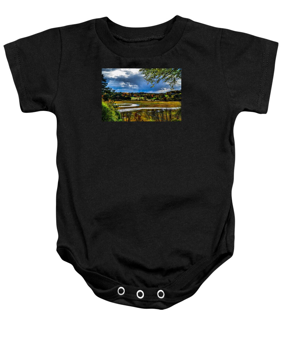 Landscape Baby Onesie featuring the photograph Beautiful Autumn evening by Lilia D