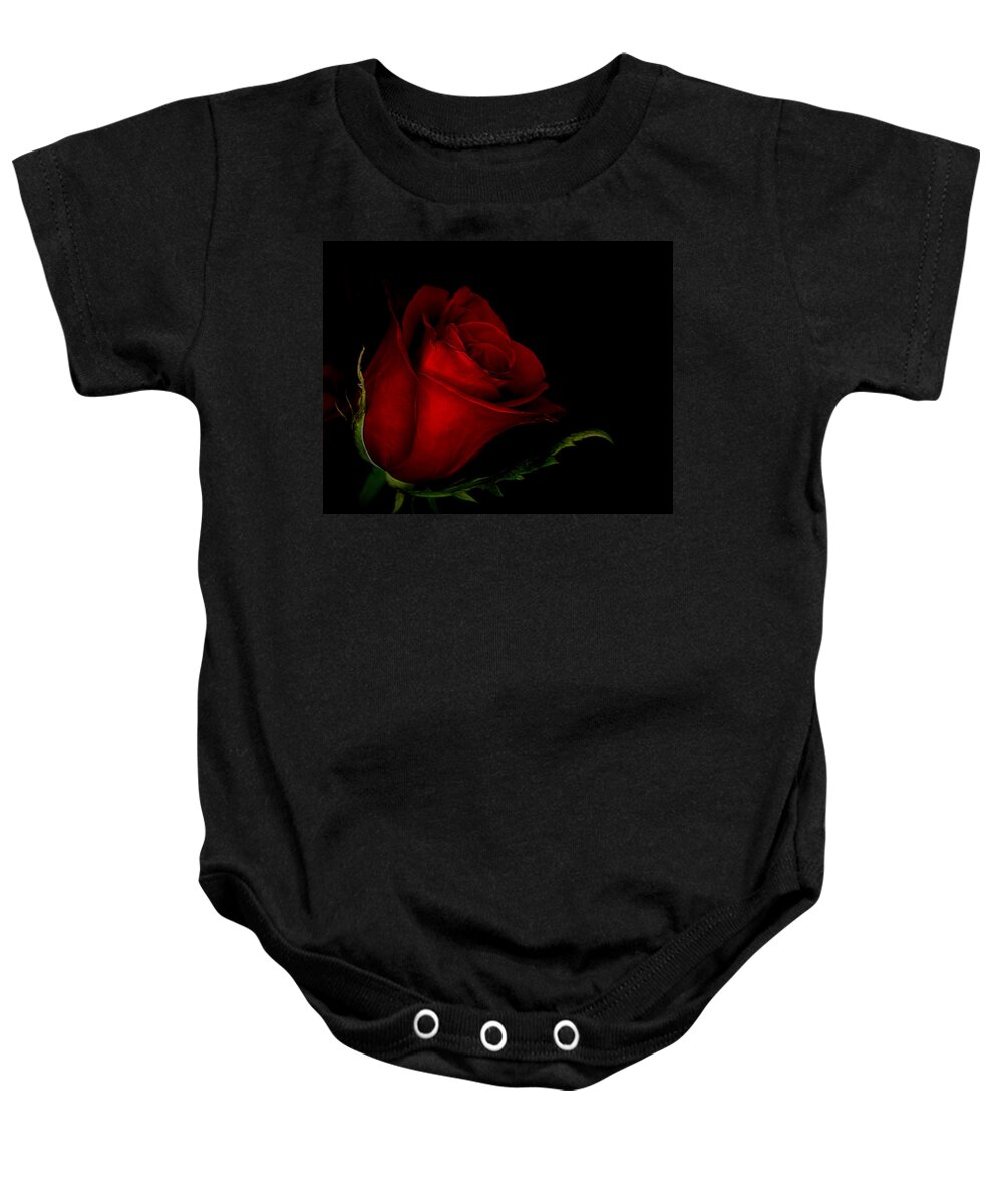 Rose Baby Onesie featuring the digital art Beauty in Red by Ernest Echols