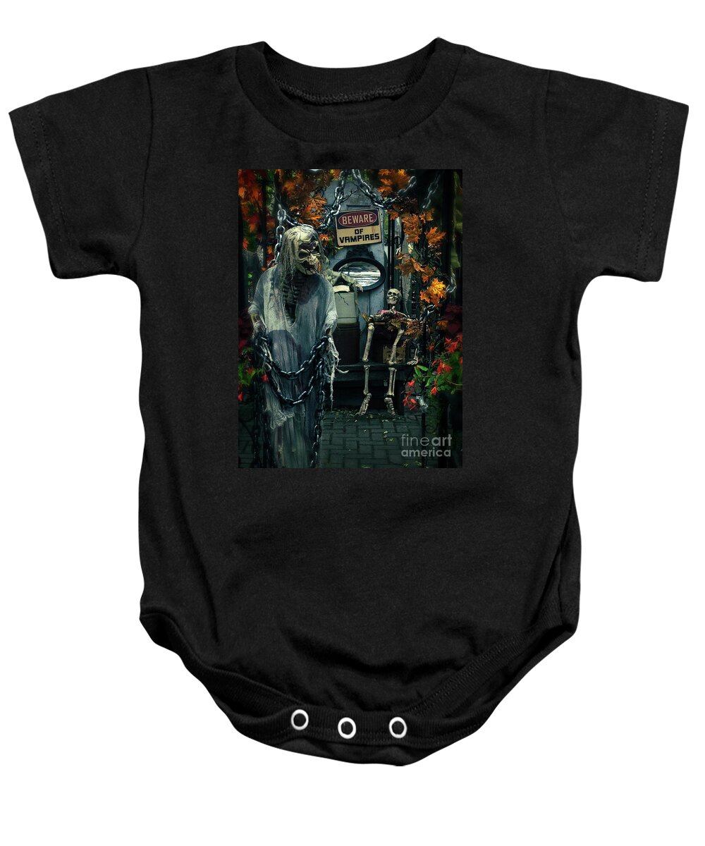 Halloween Baby Onesie featuring the photograph Beware of Vampires by Mary Machare