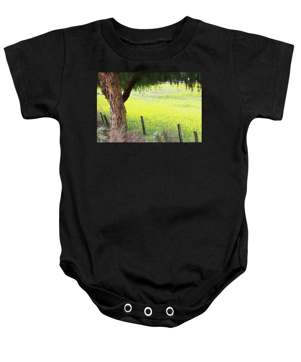 Flowers Baby Onesie featuring the photograph Beyond the Fence by Vanessa Thomas