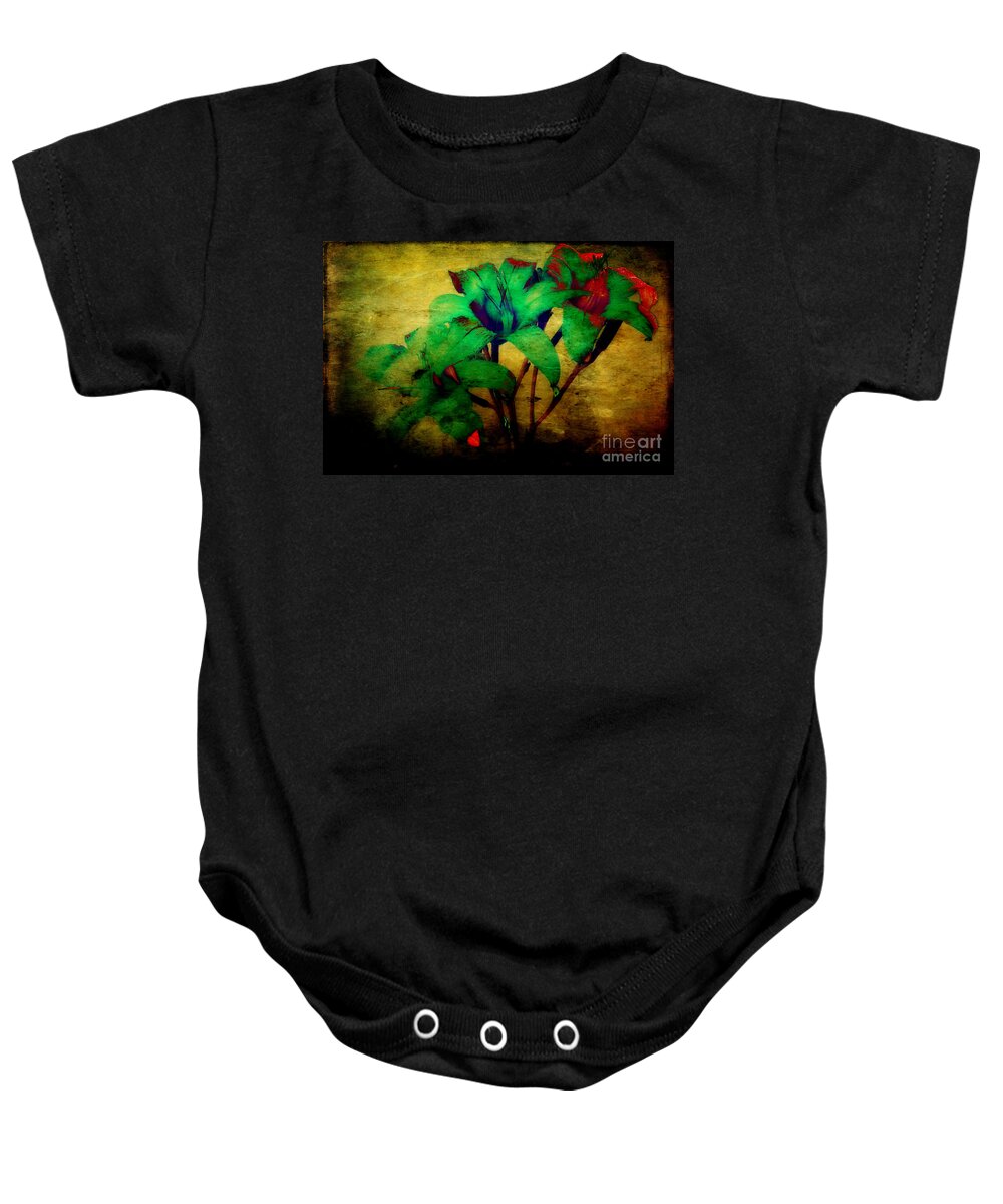 Lilies Baby Onesie featuring the photograph Beyond The Garden Gate by Michael Eingle
