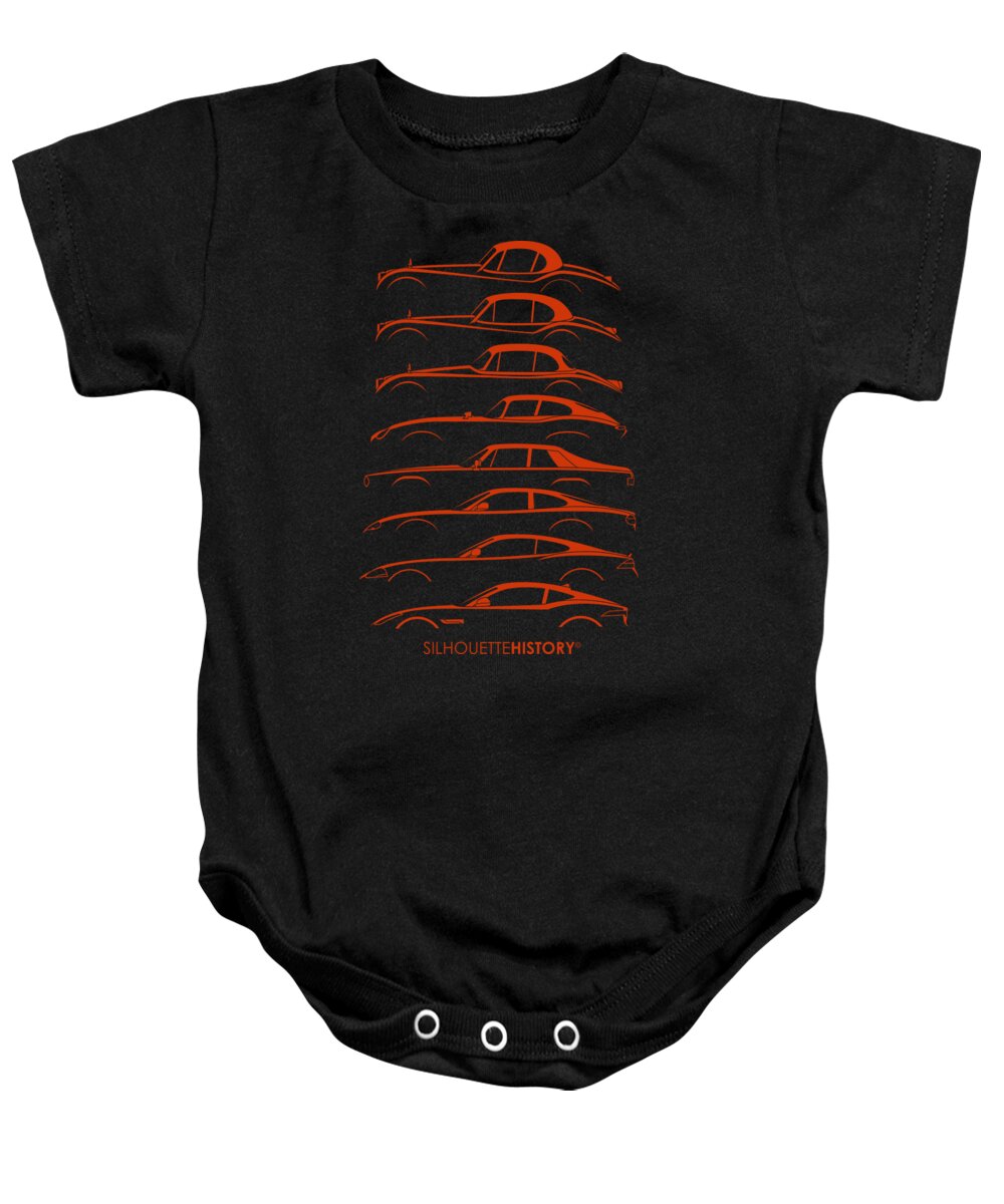 Sports Cars Baby Onesie featuring the digital art Big Cat Coupe SilhouetteHistory by Gabor Vida