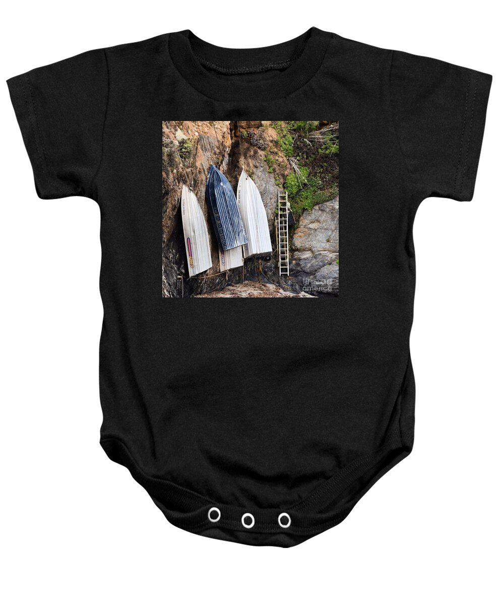 Big Sur Baby Onesie featuring the photograph Big Sur Boats by Jeff Hubbard