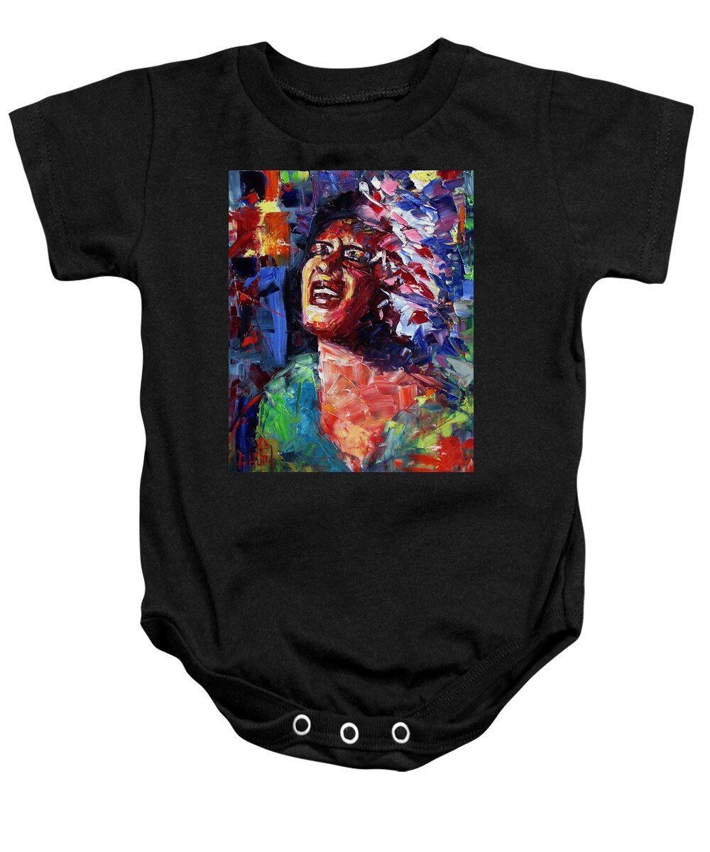Jazz Baby Onesie featuring the painting Billie Holiday Live by Debra Hurd