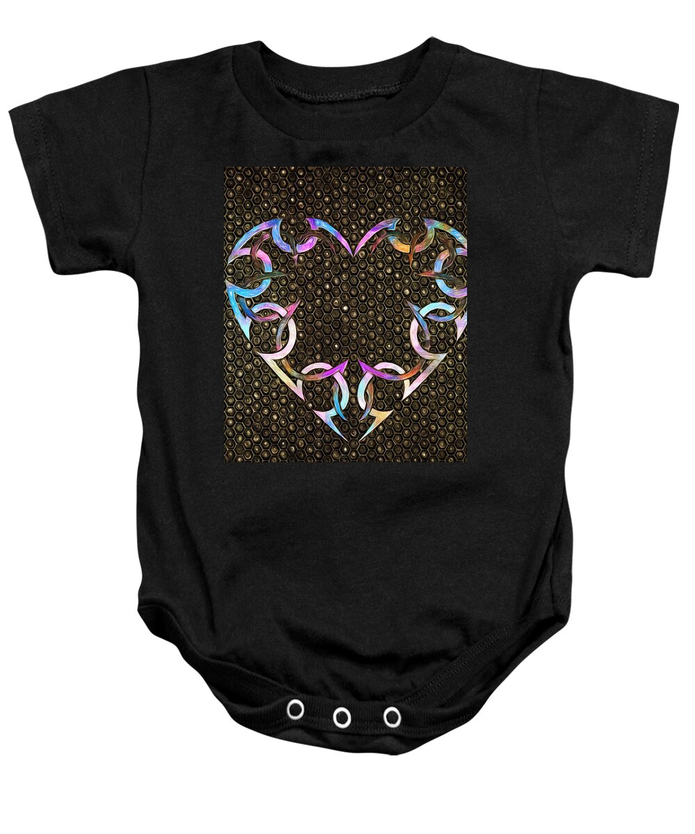 Love Baby Onesie featuring the digital art Binding Lines Of The Heart by Bill and Linda Tiepelman