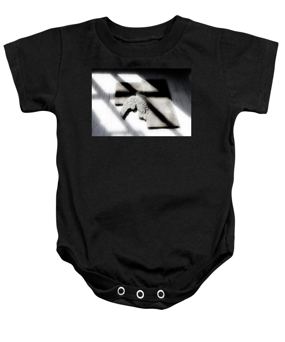 Shadow Baby Onesie featuring the photograph Bird In A House by Micah Offman