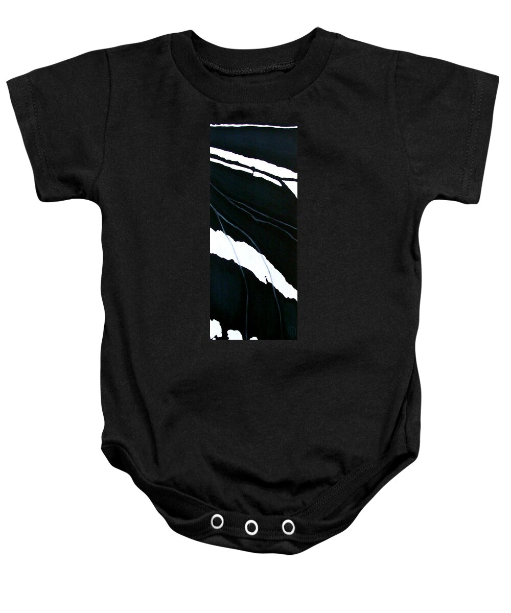 Butterfly Baby Onesie featuring the painting Black and White Wing #3 by Renee Noel