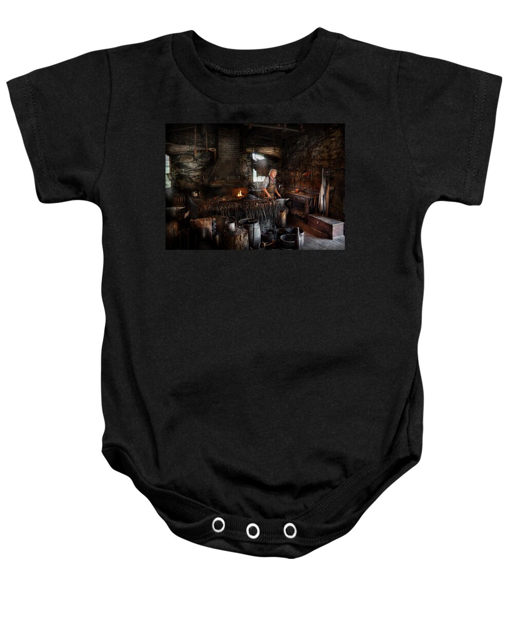 Hdr Baby Onesie featuring the photograph Blacksmith - This is my trade by Mike Savad