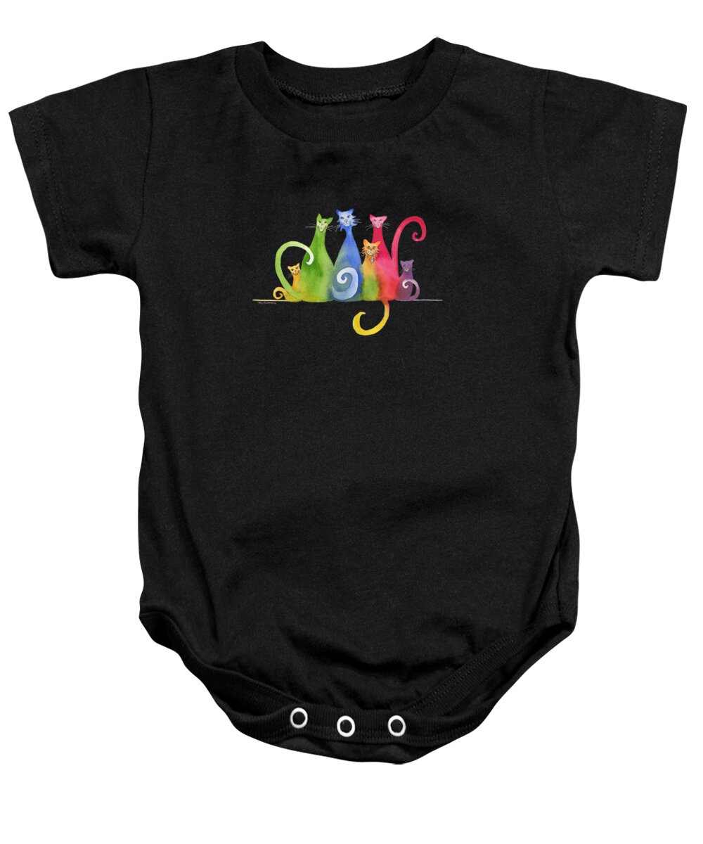 Blended Family Baby Onesie featuring the painting Blended Family of Six by Amy Kirkpatrick