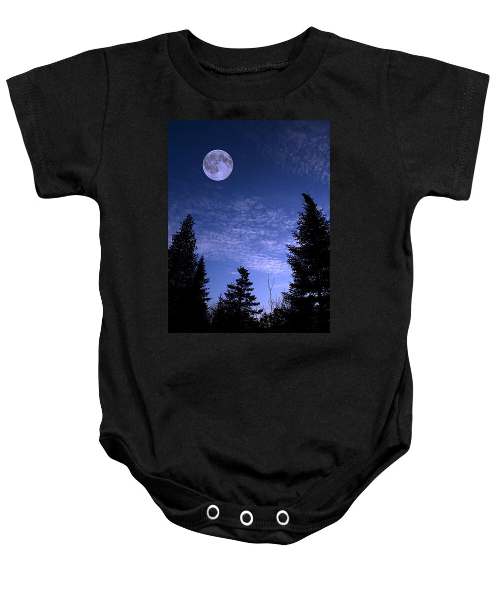 Night Baby Onesie featuring the photograph Blue Moon by Jeff Galbraith