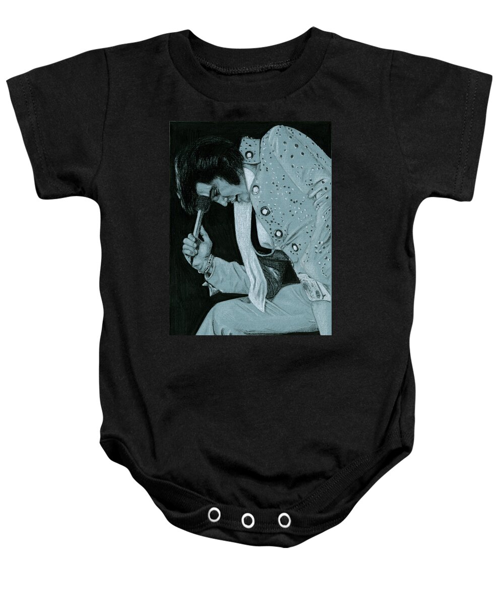 Elvis Baby Onesie featuring the drawing Blue Nail suit by Rob De Vries