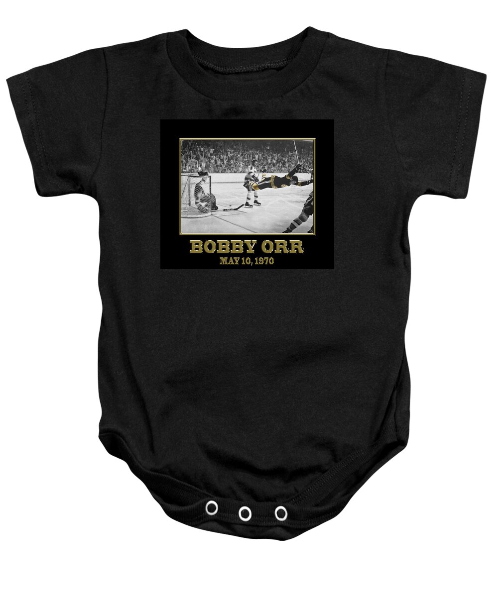 Hockey Baby Onesie featuring the photograph Bobby Orr 6 by Andrew Fare