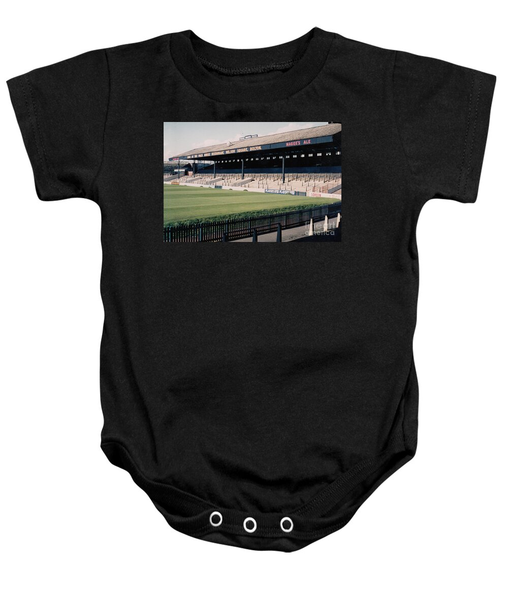 Bolton Wanderers Baby Onesie featuring the photograph Bolton Wanderers - Burnden Park - East Stand Darcy Lever 1 - September 1969 by Legendary Football Grounds