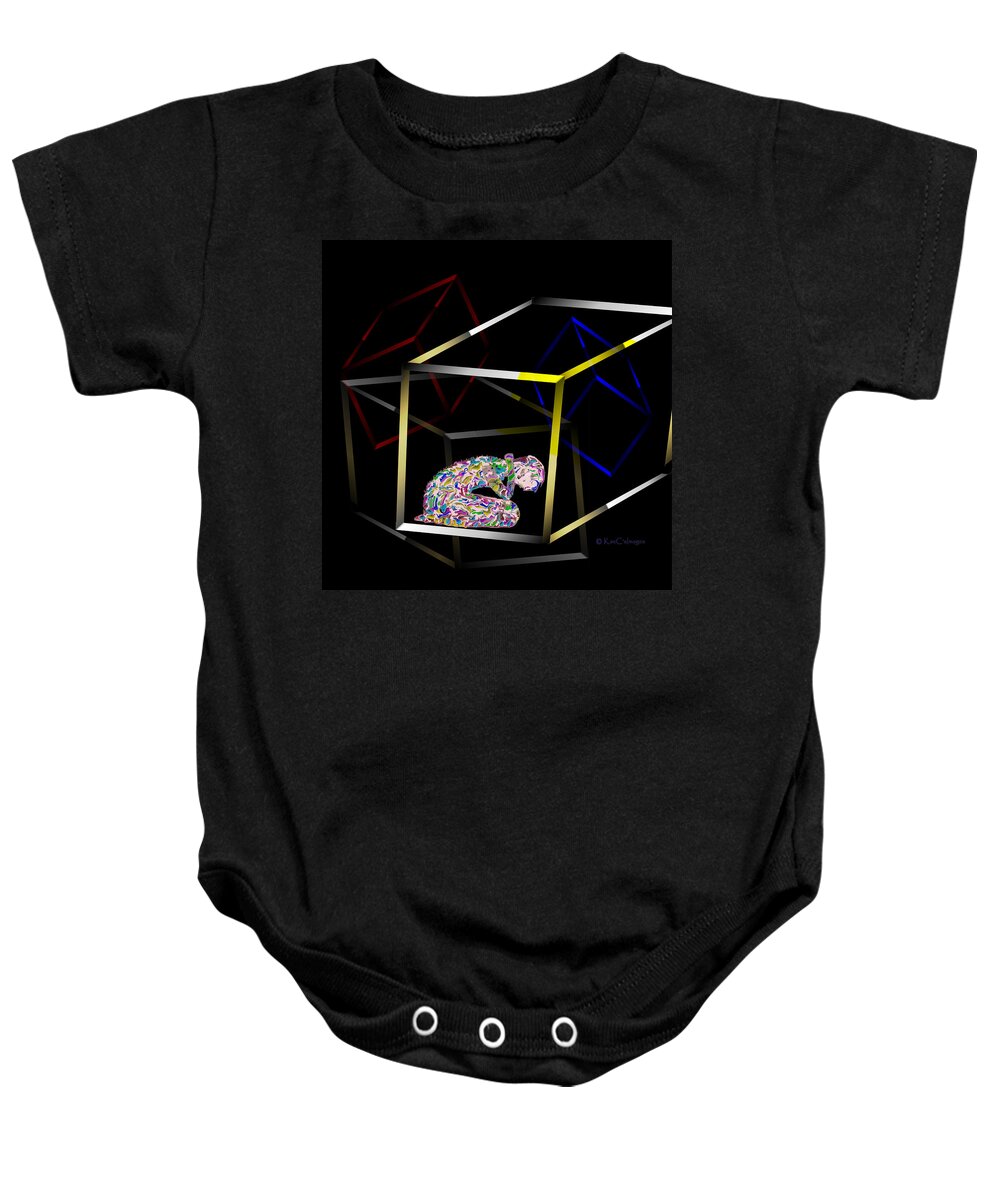 Abstract Baby Onesie featuring the digital art Boxed In Digital Abstract by Kae Cheatham
