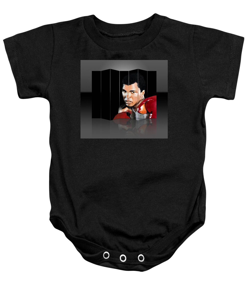 Sports Baby Onesie featuring the mixed media Boxing Great Muhammad Ali by Marvin Blaine