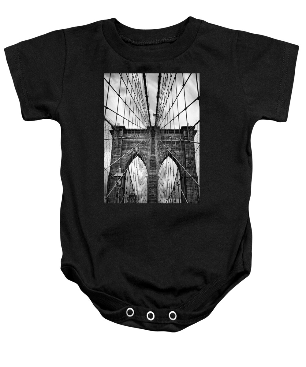 Bridge Baby Onesie featuring the photograph Brooklyn Bridge Mood by Jessica Jenney